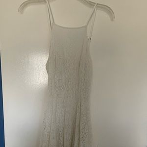 Lace crisscross back skater dress